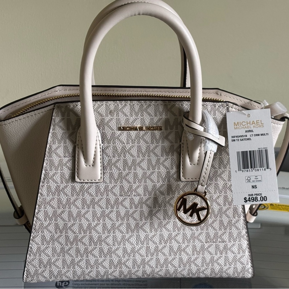 Michael Kors Cream Satchel with Iconic Monogram